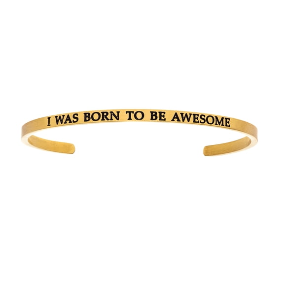 Stainless Steel I WAS BORN TO BE AWESOME Diamond Accent Cuff Bangle Bracelet, 7