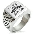thumbnail image 1 of Stainless Steel I Will Always Love You Geometric Pattern Biker Style Polished Ring, 1 of 1