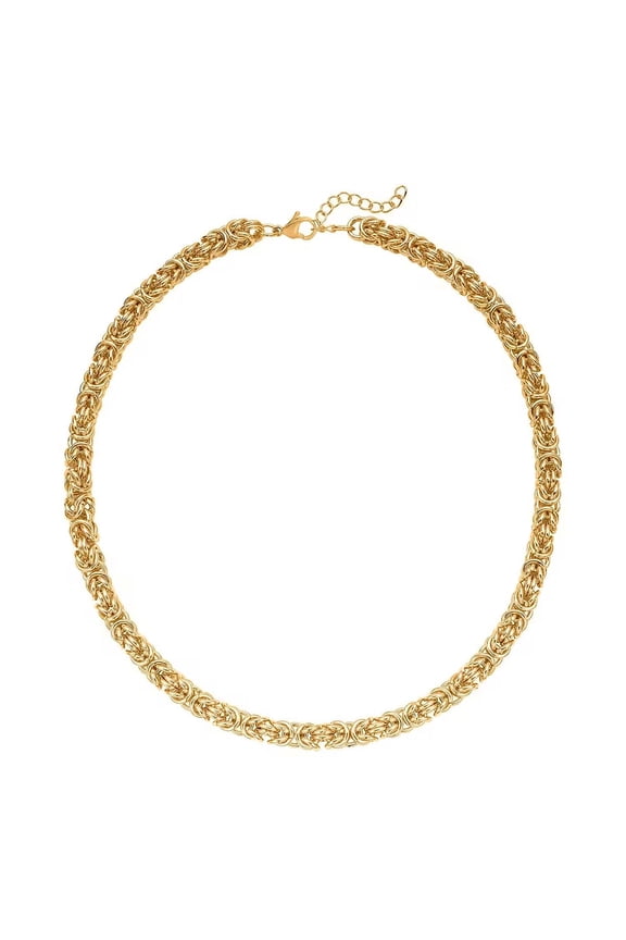 Stainless Steel Yellow Gold ION Plated Byzantine Link Chain Necklace for Women Size 20-22" 97.30 Grams Birthday Christmas Gifts for Women