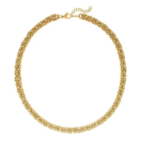 Stainless Steel Yellow Gold ION Plated Byzantine Link Chain Necklace for Women Size 20-22" 97.30 Grams Birthday Christmas Gifts for Women