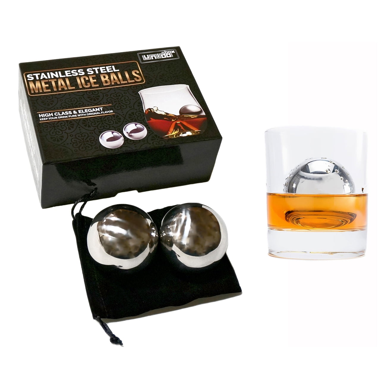  Whiskey Ball - Reusable Stainless Steel Ice Sphere - Scotch,Vodka,Wine  Ice Chiller Stocking Stuffer - Ice Cube Metal Whiskey Stones Ball Won't  Dilute Your Drink - Whiskey Drink Coolers Gift 