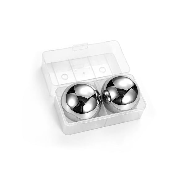 Stainless Steel Ice Balls, Set of 2 Reusable Metal Ice Cubes for Chilling & Beverages - Gift Set for Men