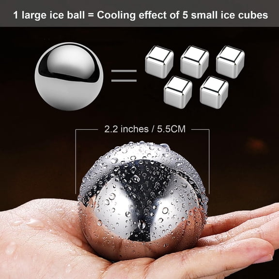 Stainless Steel Ice Balls with Storage Set for Drinks 2 Pack