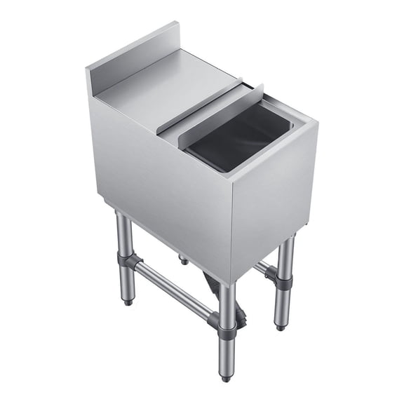 Stainless Steel Ice Bin 29.6 Qt, Bar Cooler with Lid & Bottle Holders, 12x19x33in NSF Ice Chest