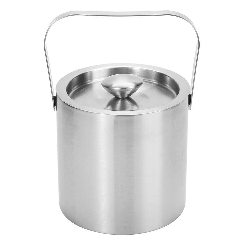 Stainless Steel Ice Bucket - 1.3L Double-Wall Insulated Ice Buckets for Parties with Lid, Large Champagne Wine Drink Container Holder, Ideal for Freezer Cocktail Home Bar Accessories