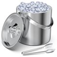 thumbnail image 1 of Stainless Steel Ice Bucket, FiveHome Double Wall Insulated Ice Bucket with Lid and Ice Tongs 1.3Liter (Silver), 1 of 7