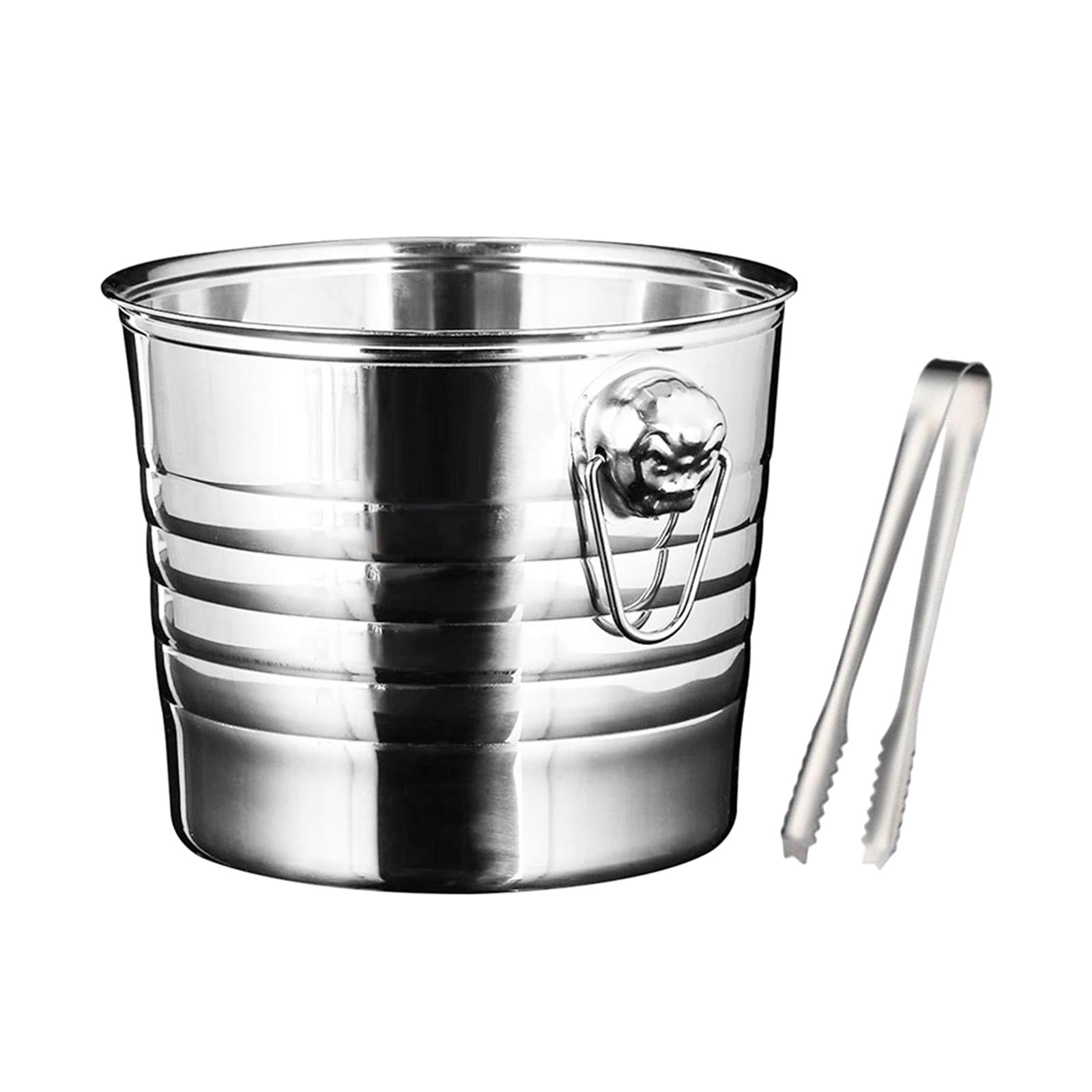 Stainless Steel Ice Bucket Ice with Clamp Comfortable Carry Handle Fashionable Appearance Durable Ice Cube Container for Dining Room 7L