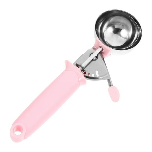 Stainless Steel Ice Cream Scoop Dessert Digging Spoon Melon Baller Scooper with Trigger Release Pink