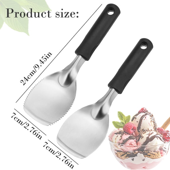 Stainless Steel Ice Cream Scoop - Flat Edge Scoop Spoon - Heavy Duty Scooping Tool for Ice Cream Rice Mash - 1 Scoop