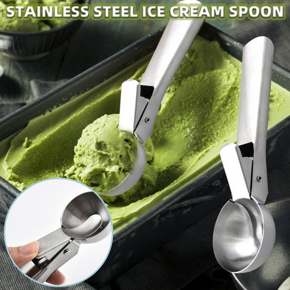 Stainless Steel Ice Cream Scoop Set - Multi-function Cookie Dough & Fruit Spoon with 2 Pcs Small Sizes, Heavy Duty Metal Ice Cream Baller for Kitchen Desserts