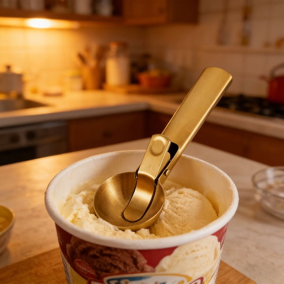 Stainless Steel Ice Cream Scoop Trigger Release Round Baller For Melon Kitchen Dessert Use