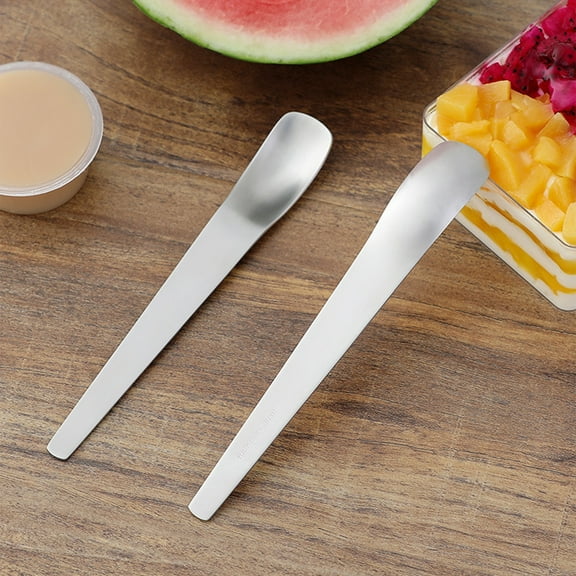 Stainless Steel Ice Cream Spoon-Flat Top Dessert & Cake Serving Spoon-Long Handle Mixing Spoon-3 Sizes (Small 5.51",Medium 7.01",Large 7.72")-Elegant Kitchen Utensil