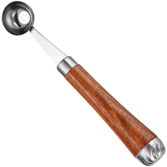 Stainless Steel Ice Cream Spoon With Wooden Handle Melon Baller Fruit Scoop Kitchen Scoop for Cookie, Mashed Potato, Meatballs