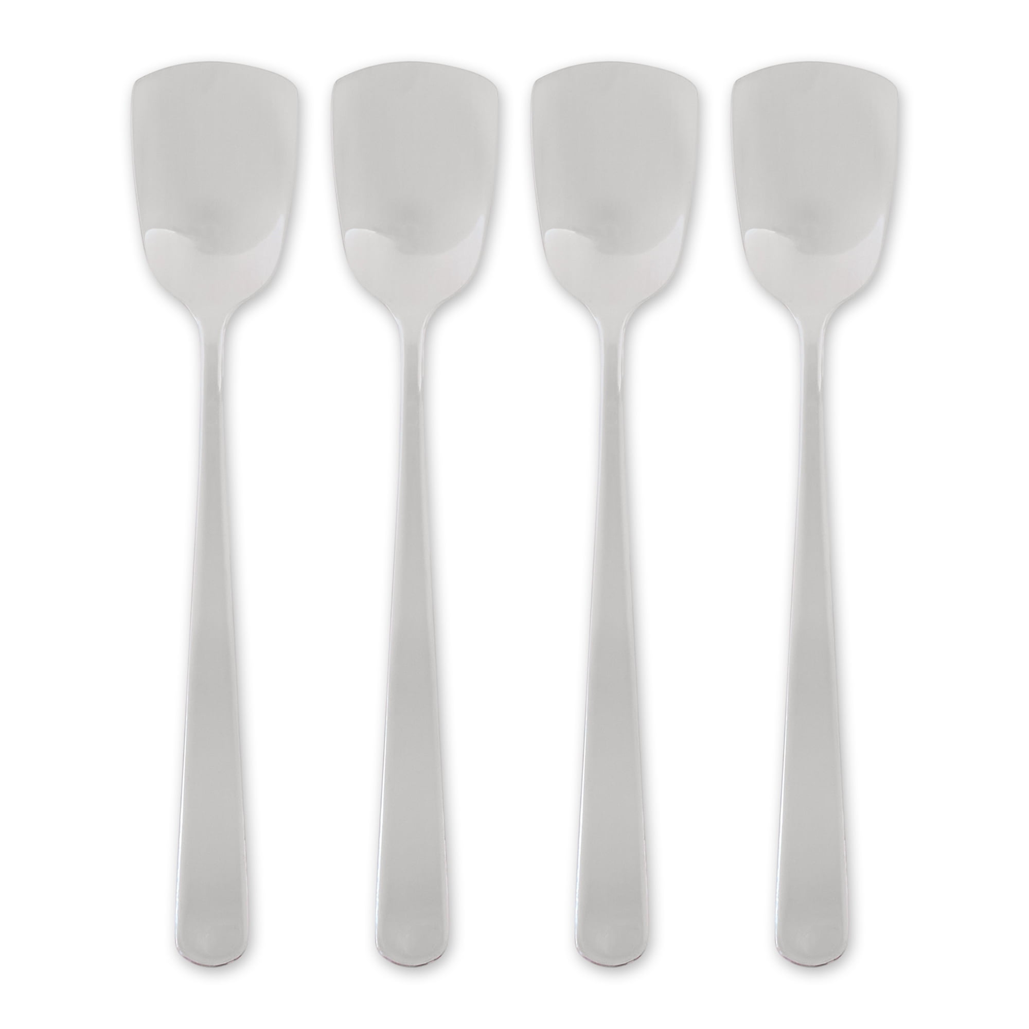 Elegant Silver Stainless Steel Ice Cream Spoons Set of 4