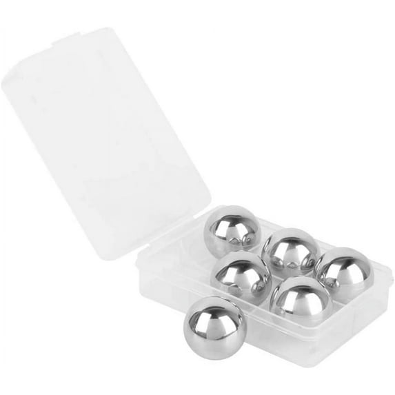 6Pcs Ice Cube Whiskey Stone Ball Ice Cooler Stone Stainless Steel Cooling Ball Reusable Rounded for Vodka Coffee Beer Wine