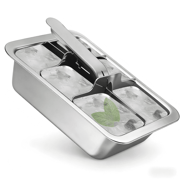 Stainless Steel Ice Cube Tray, 6 Large Cube Mold with Lever Release, Dishwasher Safe Ice Maker for Kitchen Bar Home Party