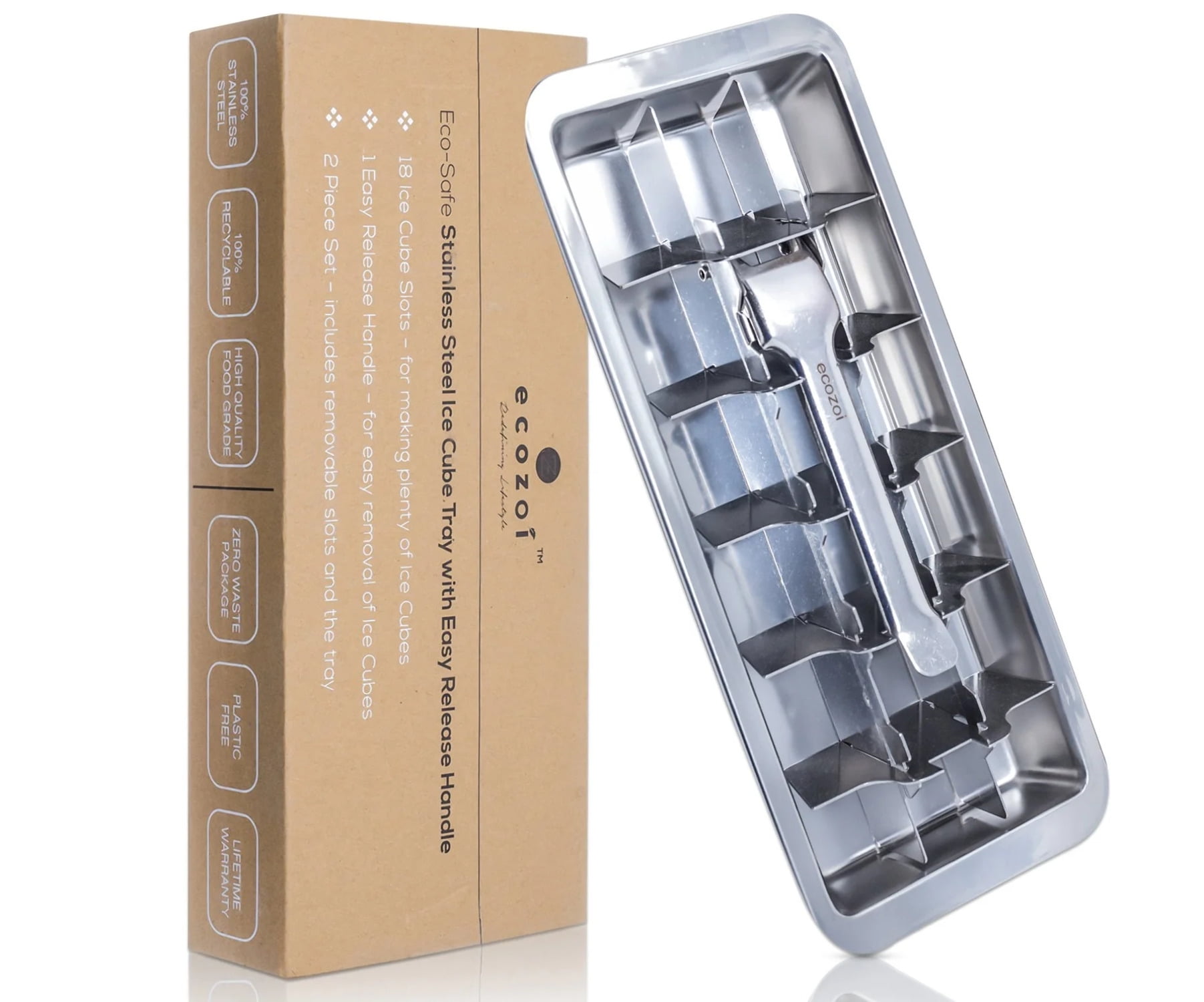 Vintage Kitchen Ice Cube Tray – 18 Slot Ice Cube Maker with Easy Release  Handle – Aluminum Metal – 11” L x 4” W x 1 ¾” H