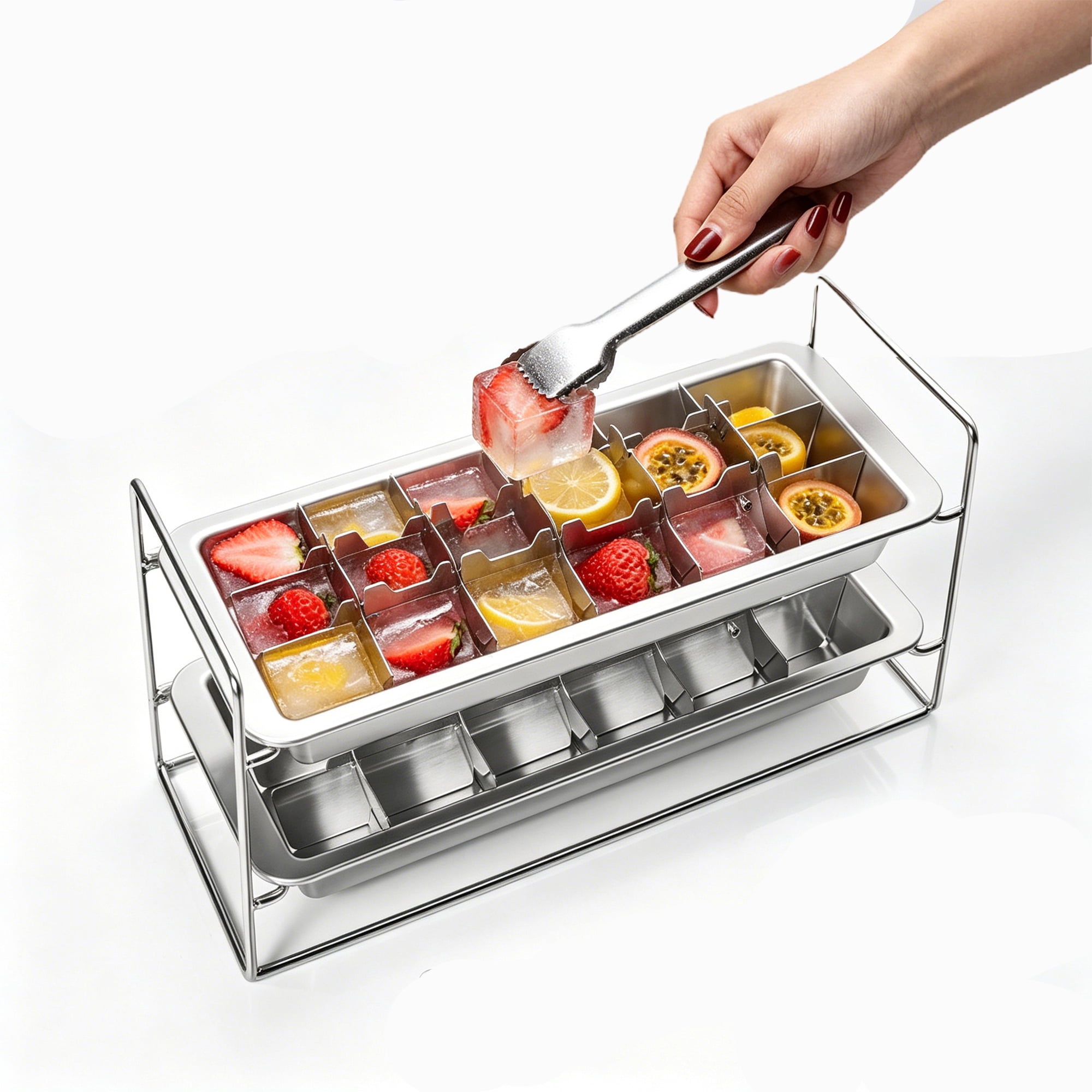 Stainless Steel Ice Cube Trays,36-Slot Ice Cube Tray with Easy Release Handle, Classic Metal Ice Cube Trays for Freezer, Non Toxic, Plastic Free, Dishwasher safe