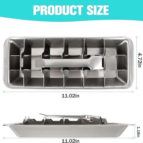 Stainless Steel Ice Cube Trays for Freezer - 18-Slot Metal Ice Trays with Easy Release Handle | Detachable & Dishwasher Safe Ice Cube Molds for Bars, Kitchens, Cocktails