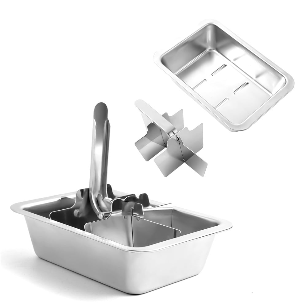 Stainless Steel Ice Cube Trays with Lever - 6 Large Cube Mold for Whiskey & Cocktails, Professional Heavy Duty Metal Freezer Tray, Non-Toxic & Easy Release for Kitchen & Bar Use