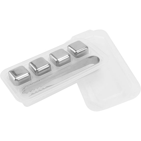 Stainless Steel Ice Cubes Whiskey Stones Whisky Rocks Beverage Chilling Stones Reusable Ice Cubes Stainless Steel Whiskey Ice Cubes with Tong for Bourbon Drinker Stainless Steel Ice Cube
