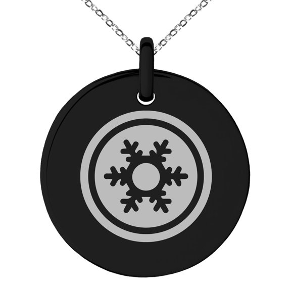 Tioneer Stainless Steel Ice Element Rune Engraved Small Medallion Circle Charm Pendant Necklace