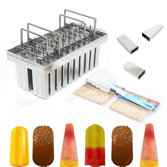 Stainless Steel Ice Lolly Ice Cream Molds Kit Ice Pop Lolly Ice Cream Stick Holder + Cleaning Brush