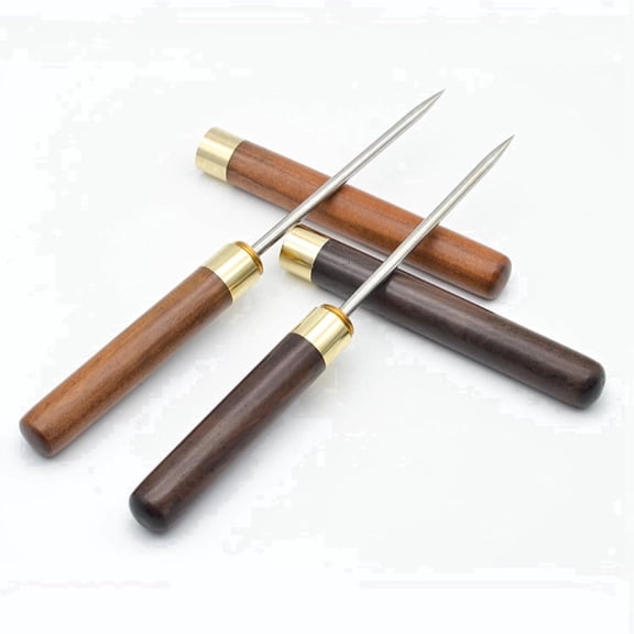 OFEFE Stainless Steel Ice Pick,9 inch Tool with Safety Cover, Non-Slip Wooden Handle Ice Pick Tool for Bars, Bartender Breaking (Wood Color+Black)
