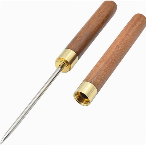 Stainless Steel Ice Pick with Wooden Handle and Sheath, 9inch Long Ice Picks, Pick Tool for Breaking Ice, Ice Carving Tools for Kitchen, Bars, Bartender, Camping (Brown, 23 * 1.8 * 1.8cm)