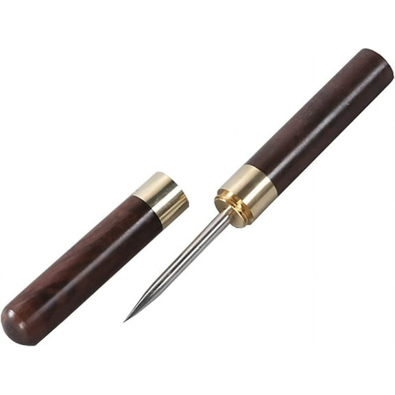 Stainless Steel Ice Pick with Safety Cover, Pick Tool for Breaking Ice, Non-slip Wooden Handle for Easy to Grip (Ebony, 6.8)