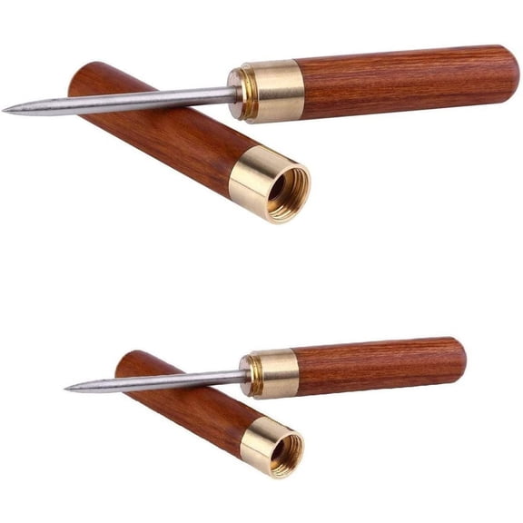 Stainless Steel Ice Picks with Wooden Handle and Safety Cover for Kitchen, Bars, Bartender,Picnics, Camping, and Restaurant (2 Pcs, 9" + 6.7" Brown)"
