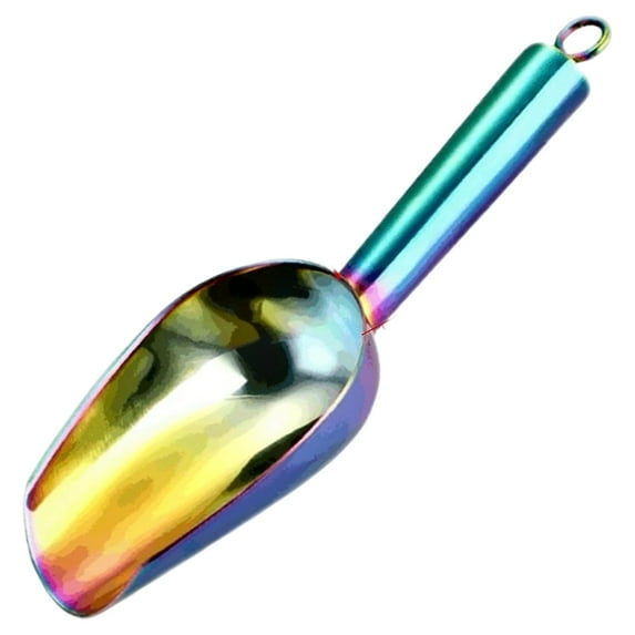 Stainless Steel Ice Scoop for Freezer, Dishwasher Safe Metal Scooper with Long Handle for Ice Machines, Buckets, Pet Food, Flour, and Canisters – Ideal for Bar, Parties & Weddings(Green,7.5x2.4")