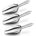 thumbnail image 1 of Stainless Steel Ice Scoop Set of 3, Walchoice 6 oz Metal Food Scoop Utility Scooper for Bar, Kitchen, Banquet, Garden Tool, Beach Shovel, Mirror Finish & Dishwasher Safe, 1 of 7