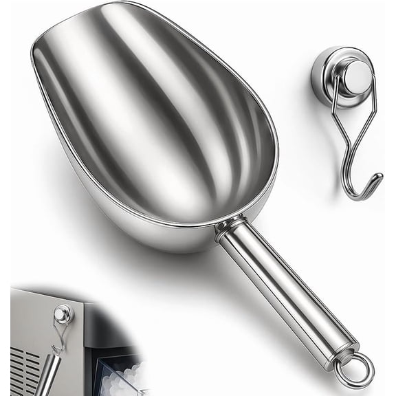 Stainless Steel Ice Scoop for Freezer with Magnetic Hook - Ice Scoop for GE Profile Opal 2.0 Nugget Ice Maker, for Kitchen Bar Party Accessories