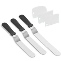 Stainless Steel Icing Spatulas Angled Cake Spatulas with 3 Cake Smoother Scrapers- Professional Frosting Offset Spatula Set with 6, 8, 10 inch Blades for Cake Decorating