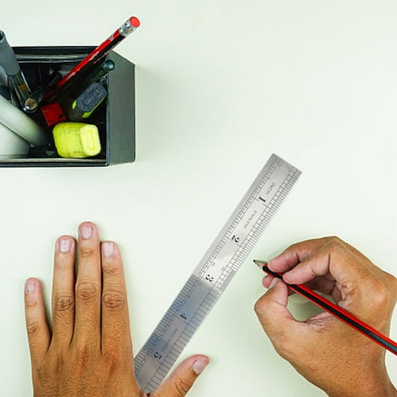 Stainless Steel Inch Ruler | Double Sided Inch & Centimeter Markings | Easy Read | Rust Resistant | Strong Solid Metal | 13 Inch | Drawing, Engineering, Office, Home Use | Single Pack