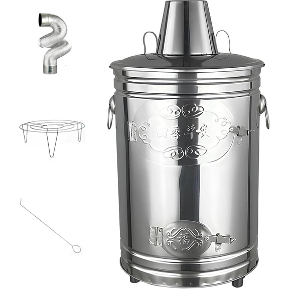 Stainless Steel Incinerator Cage with Chimney, Outdoor Burn Barrel for Yard Waste Leaves Paper Debris, Smokeless Fire Pit with Spark Guard and Tripod Legs, 11.8 x 22 Inches