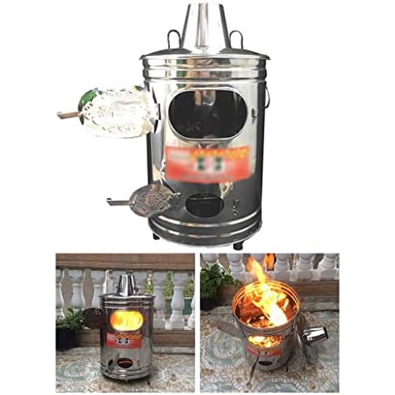 Stainless Steel Incinerator with Chimney, Portable Garden Incinerator Burning Barrel with Fire Hook, Cleaning The Backyard, Paper and Leaves, 31x31x57cm(12.2x12.2x22.4inch)$$Garden &