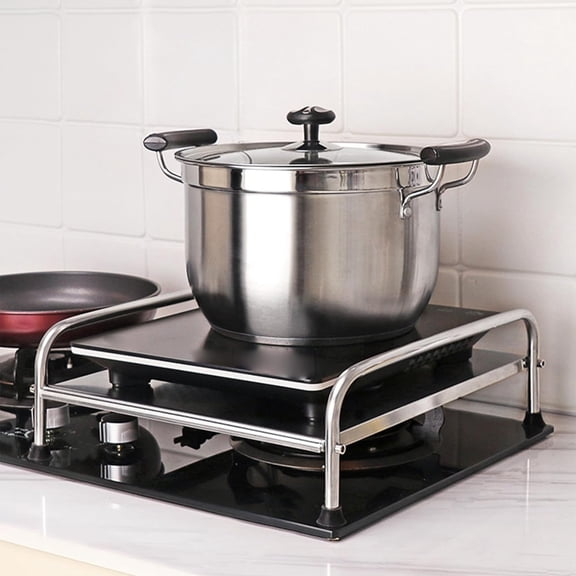 Stainless Steel Induction Cooktop Stand with Dual Handles - Portable Kitchen Countertop Rack