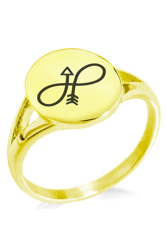 Stainless Steel Infinity Arrow Minimalist Oval Top Polished Statement Ring