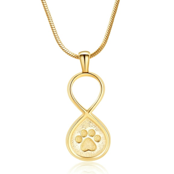 Stainless Steel Infinity Cremation Urn Pendent for Ashes and Chain Heart Ash Holder Paw Print Necklace for Dog Cat Cremation Ashes Keepsake Pet Memorial Jewelry
