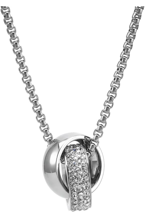 Stainless Steel Infinity Linked Circles Charm Wedding Statement Pendant Necklace