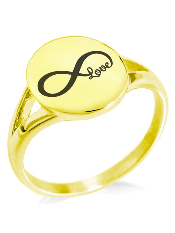Stainless Steel Infinity Love Minimalist Oval Top Polished Statement Ring