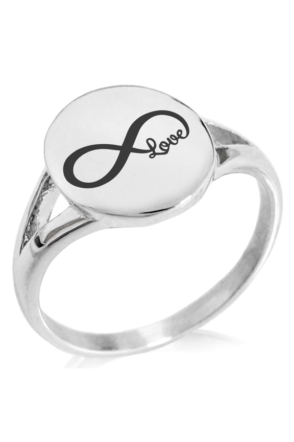 Stainless Steel Infinity Love Minimalist Oval Top Polished Statement Ring