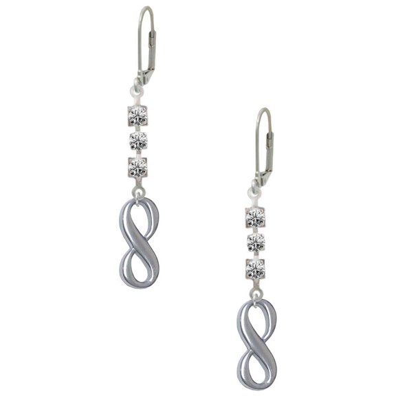 Stainless Steel Infinity Sign - Crystal Madison Leverback Earrings