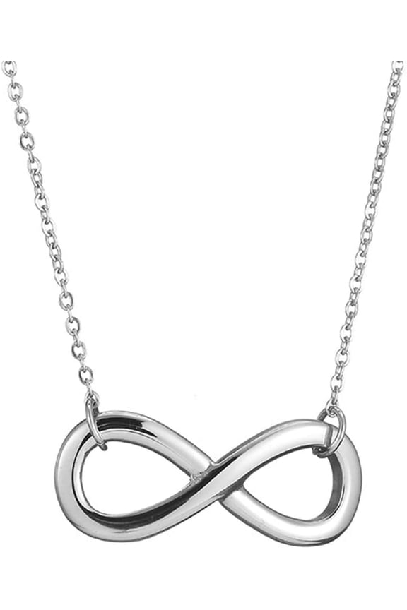 Stainless Steel Infinity Style Charm Promise Statement Classic Plain Collar Necklace