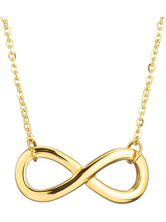 Stainless Steel Infinity Style Charm Promise Statement Classic Plain Collar Necklace