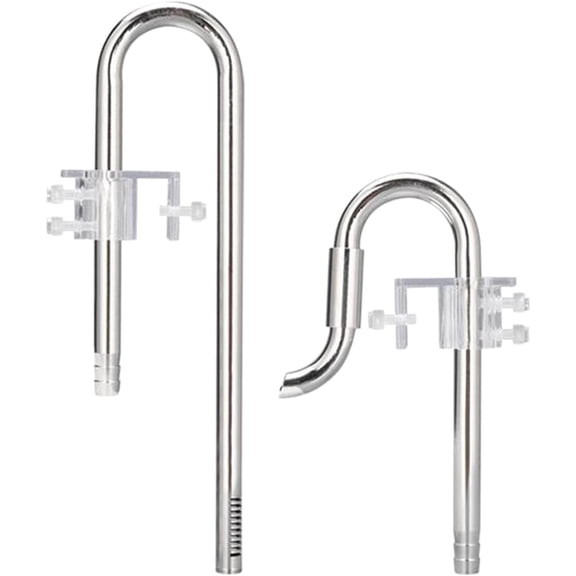Stainless Steel Inflow Outflow Pipes Set for Aquarium Filters Planted Fish Tank Metal Lily Pipes with Acrylic Holders (16mm Set)