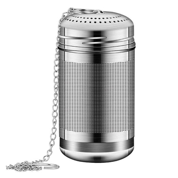 Stainless Steel Infuser, Fine Mesh Strainer, Reusable with Hook Chain, Swivel Lock Closure, Heat Safe, Ideal for Loose Leaf Beverage Spice Seasoning