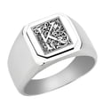 thumbnail image 1 of Stainless Steel Initial Floral Box Letter K Monogram Engraved Signet Ring, 1 of 1